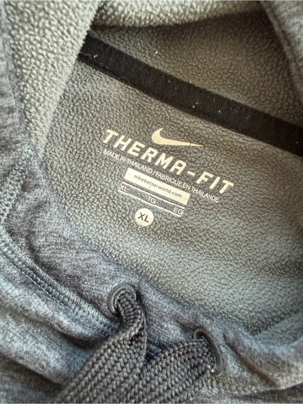 Nike Therma-FIT Pullover Hoodie XL Gray Black Big Swoosh Fleece Athletic